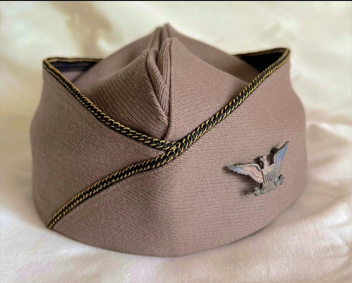 Vintage WW2 USAAF Army Officers Pilots (Pink) Garrison Oversees Hat Cap Sz:7-1/4