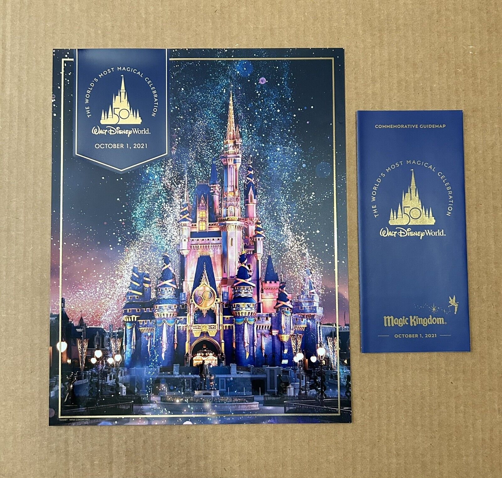 2021 Walt Disney World 50th Anniversary Magic Kingdom Theme Park Poster & Map