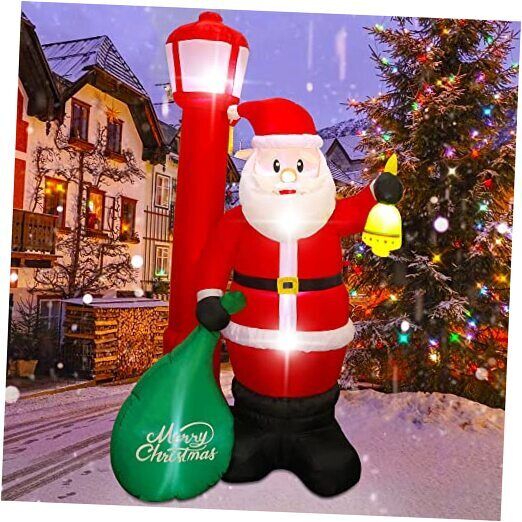  7 FT Christmas Inflatable Santa Claus with Gift Bag, Lighted Blow Up Santa 