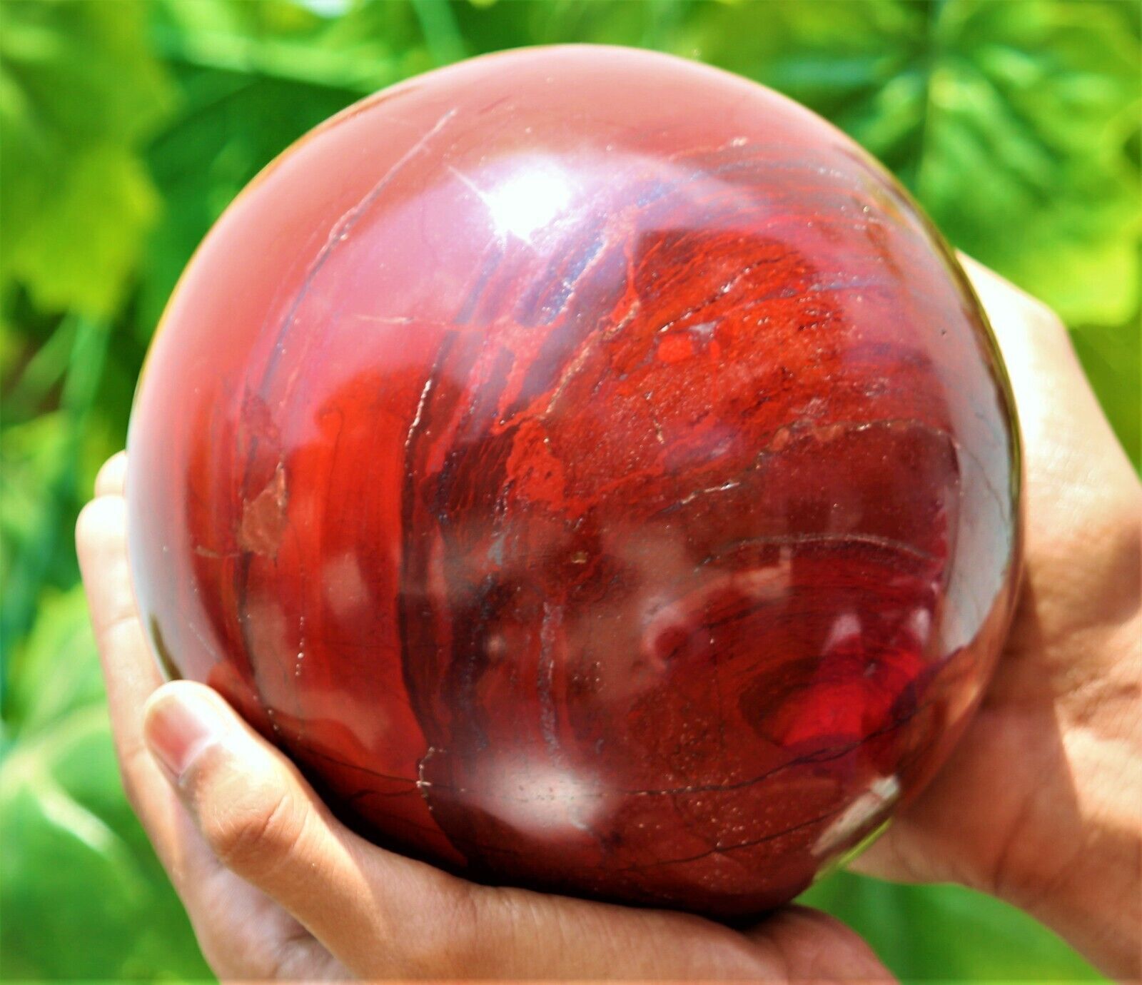 145MM Large Red Jasper Ball Crystal Healing Chakras Energy Display Stone Sphere