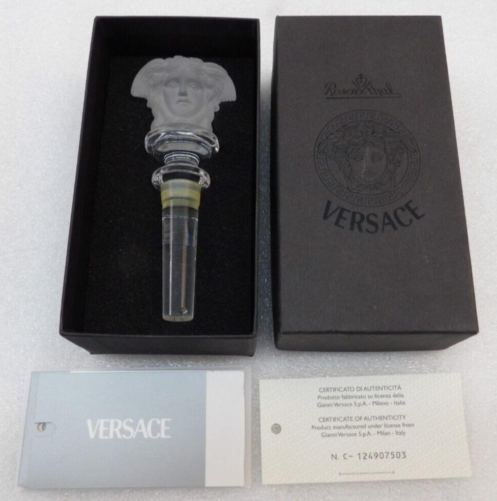 Versace Medusa Rosenthal Wine Stopper Boxed W/COA Frosted
