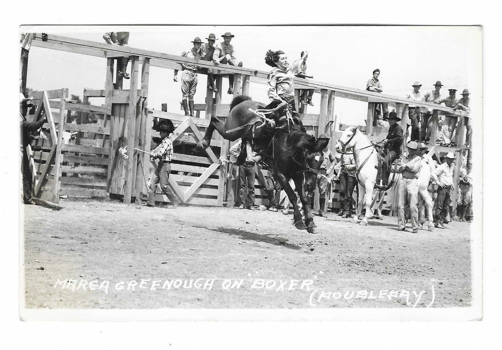 Vintage RPPC Woman on Bucking Bronco Doubleday Photo Postcard