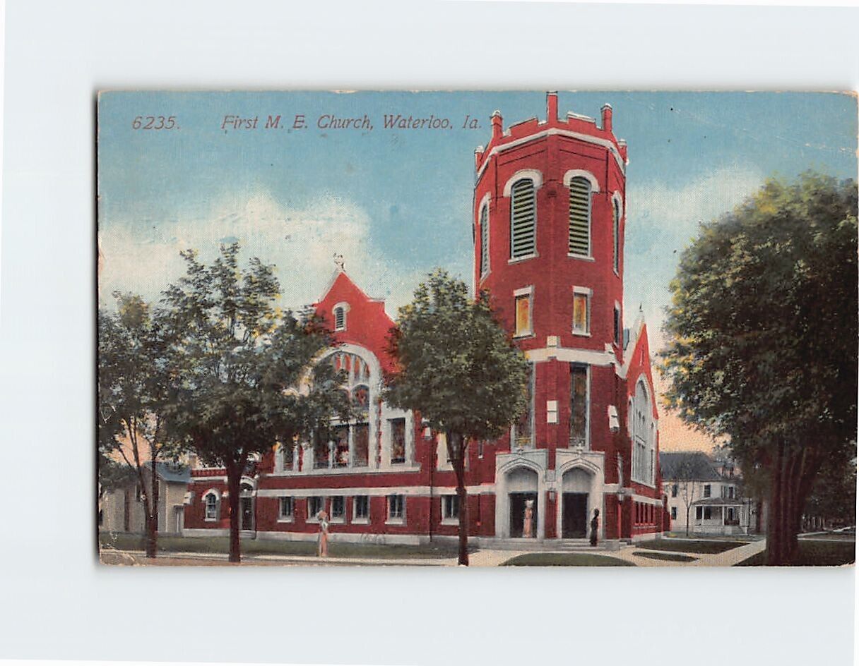 Postcard First M. E. Church, Waterloo, Iowa