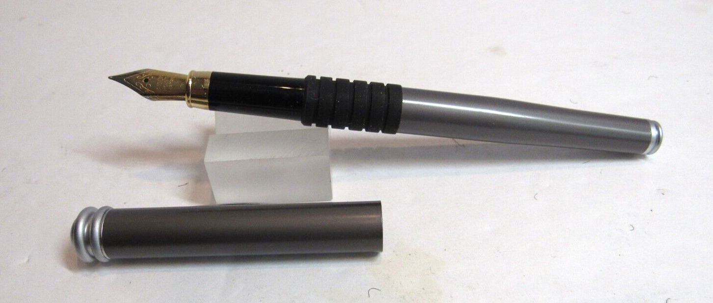 Terzetti Crown GREY Metal Fountain Pen- Iridium M Nib+Converter/Gift Box+Pouch