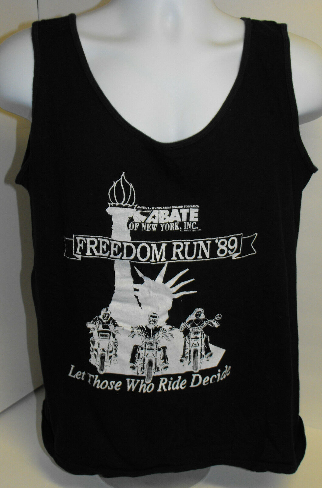 TRUE Vintage 1989 ABATE of New York Freedom Run 89 Tank top muscle shirt t NY L