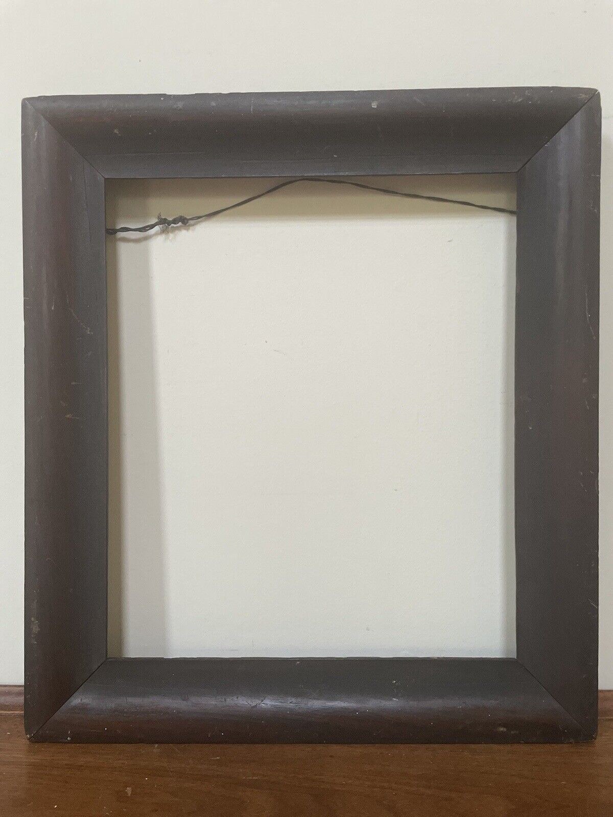 Antique Primitive Large Solid Dark Brown Wooden Art Frame 20x17.75x1.75”/16”x13”