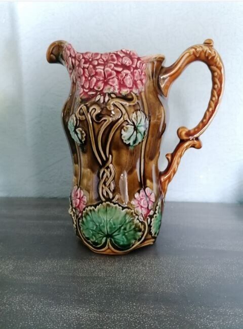 Antique French Majolica Pitcher Coligny Art