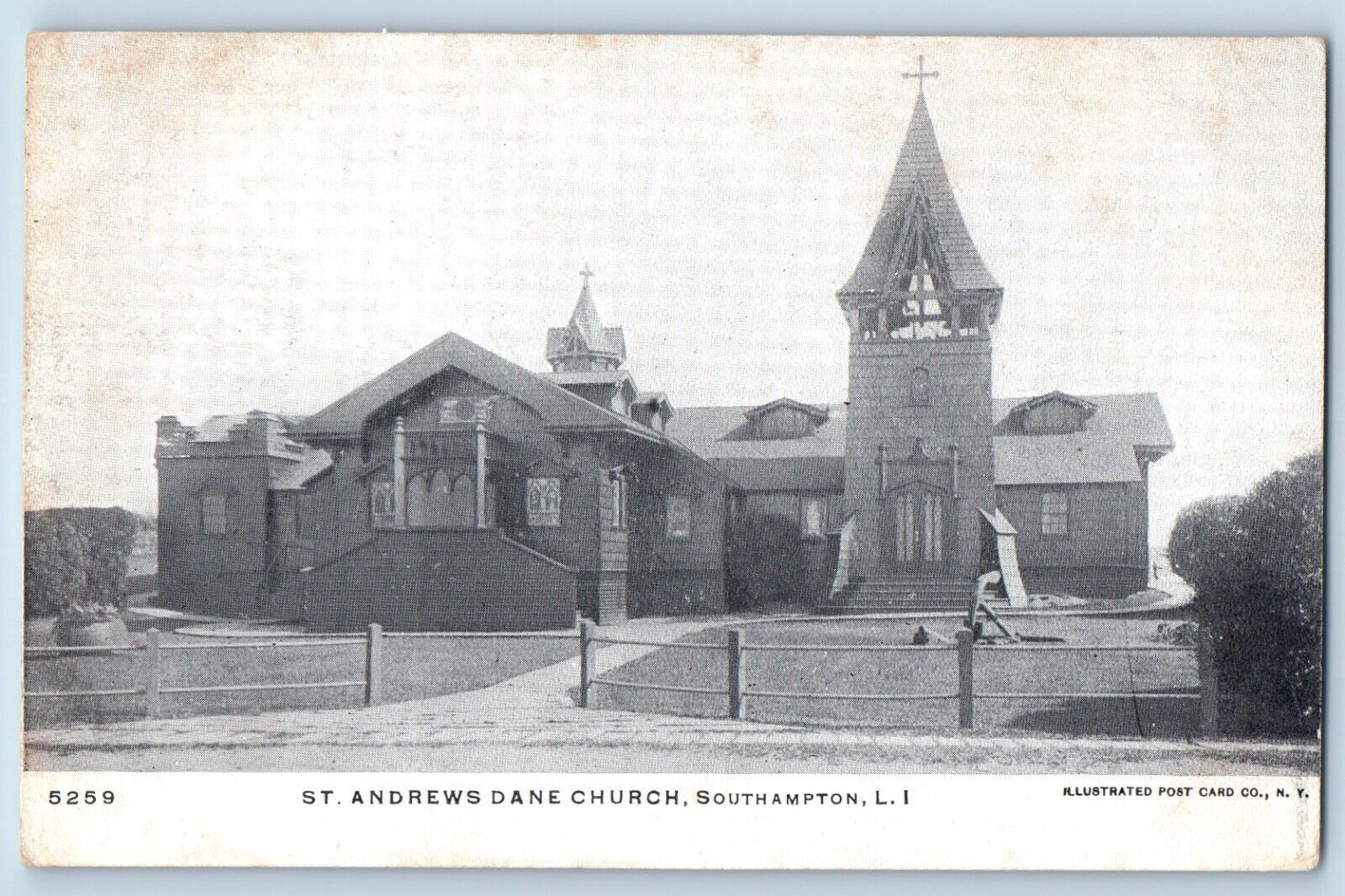 Long Island New York Postcard St Andrews Dane Church Building Southampton 1905