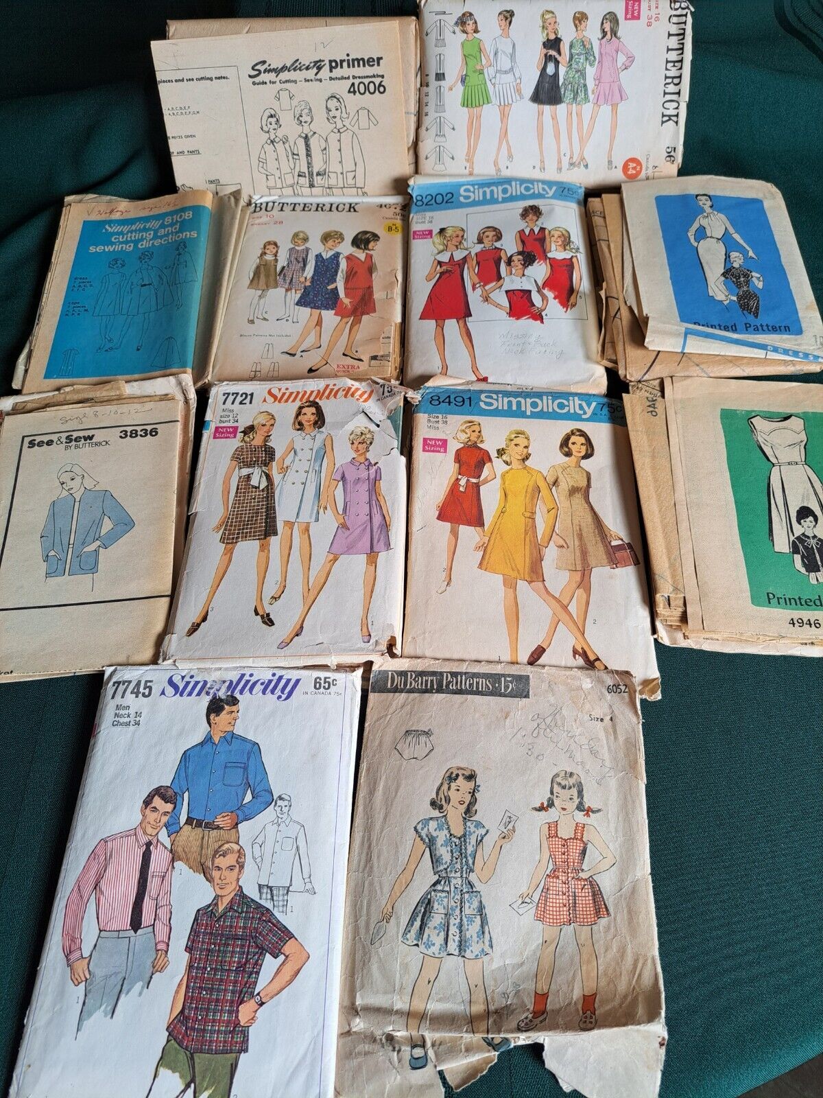 1960s VTG Lot of 12 Ladies\' Man\'s Children\'s (one 1940) Sewing Patterns Checked