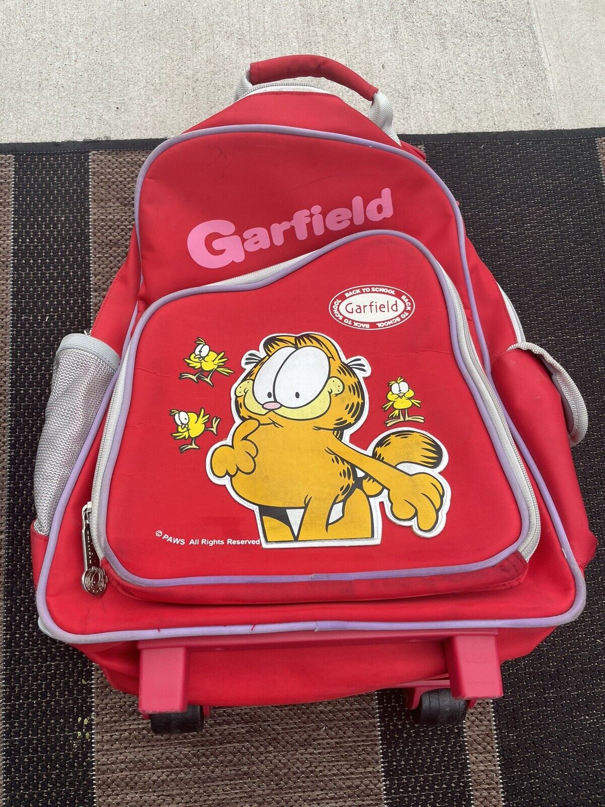 🔥 Vintage • Garfield • Paws • Roller Back Pack • Red • Back To School • Rare 