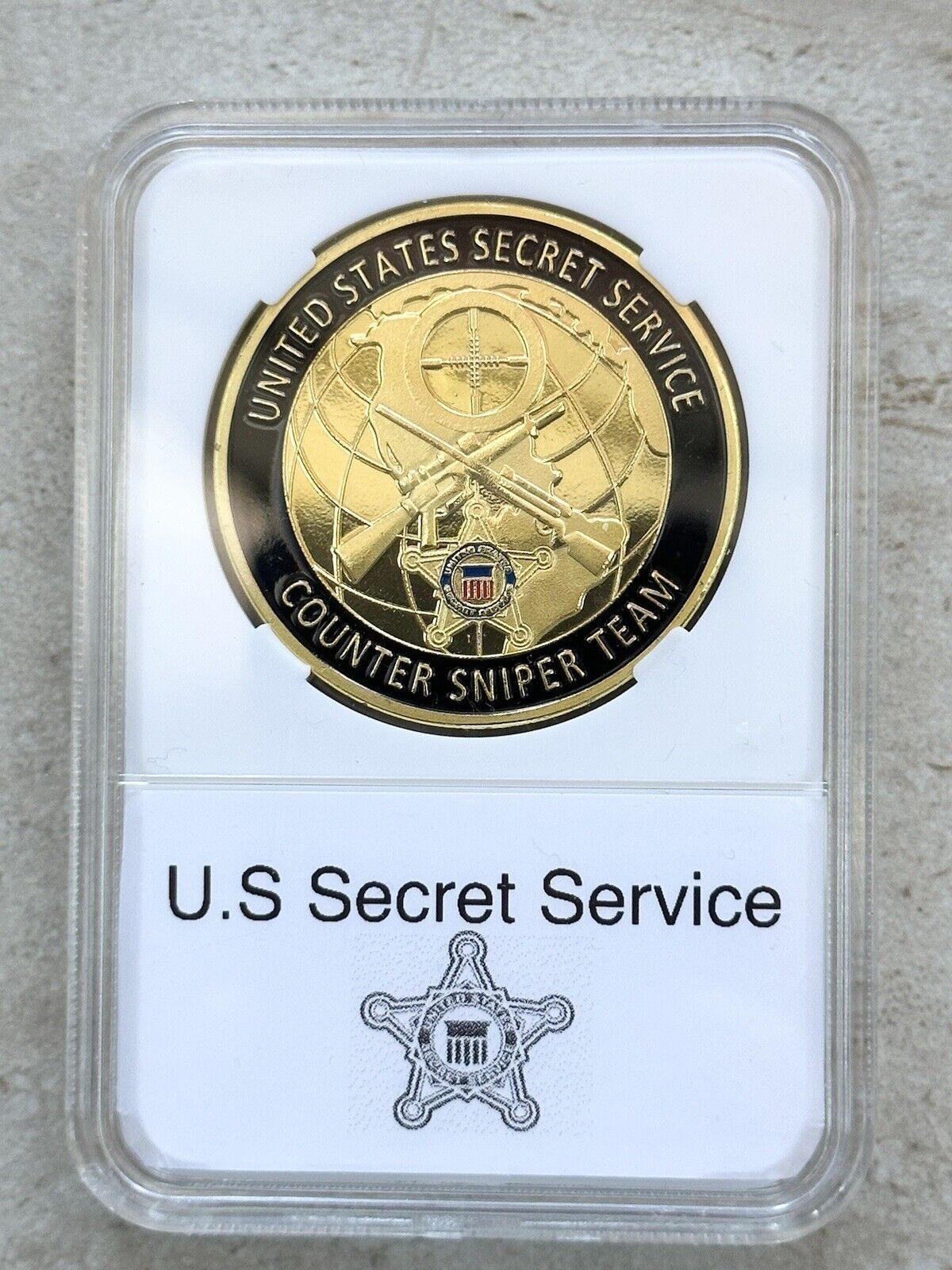 United States Secret Service Counter Sniper Team Challenge Coin 40mm With Case