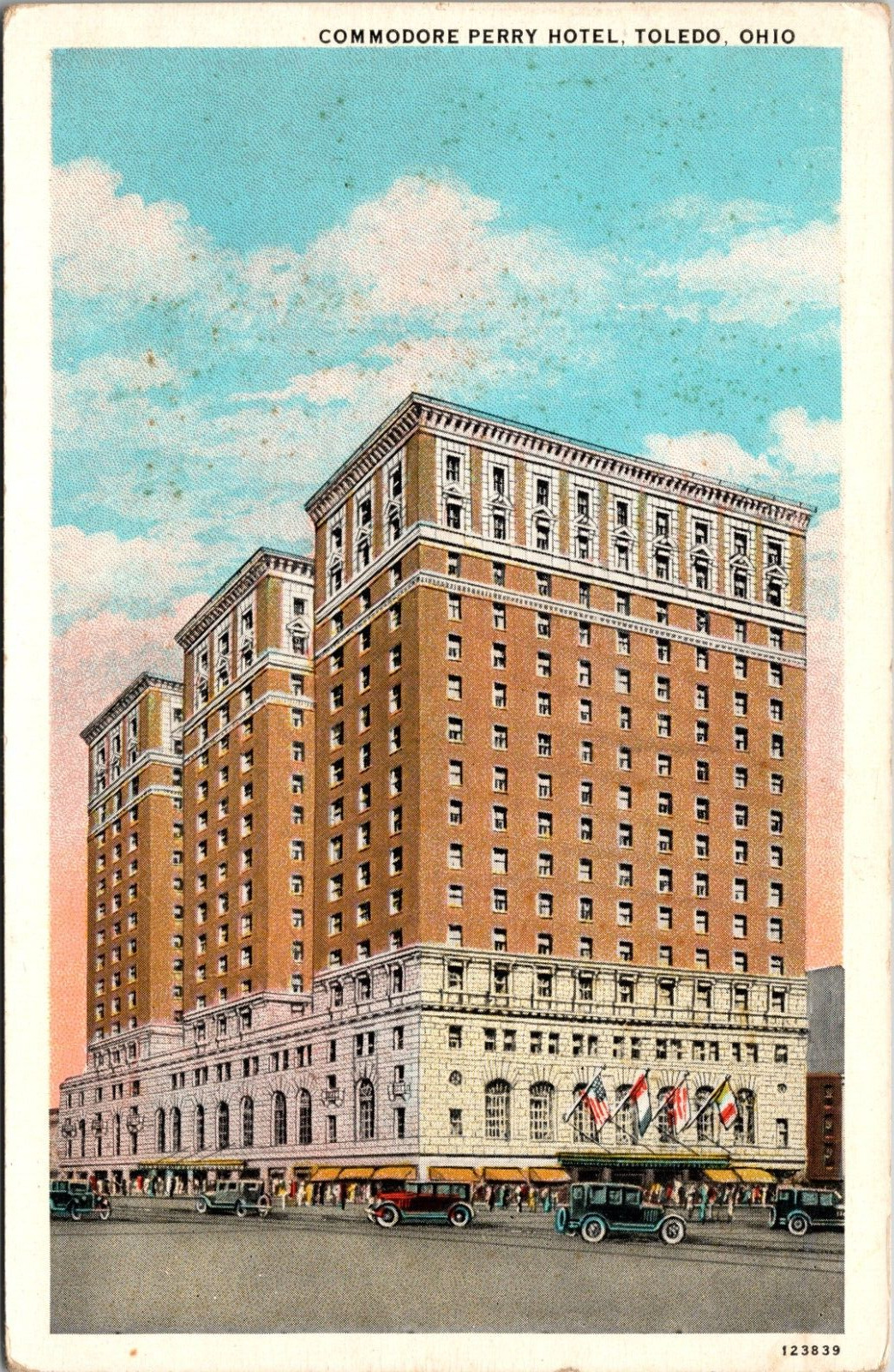Postcard Toledo Ohio Commodore Perry Hotel c1930s - now an Apartment Building