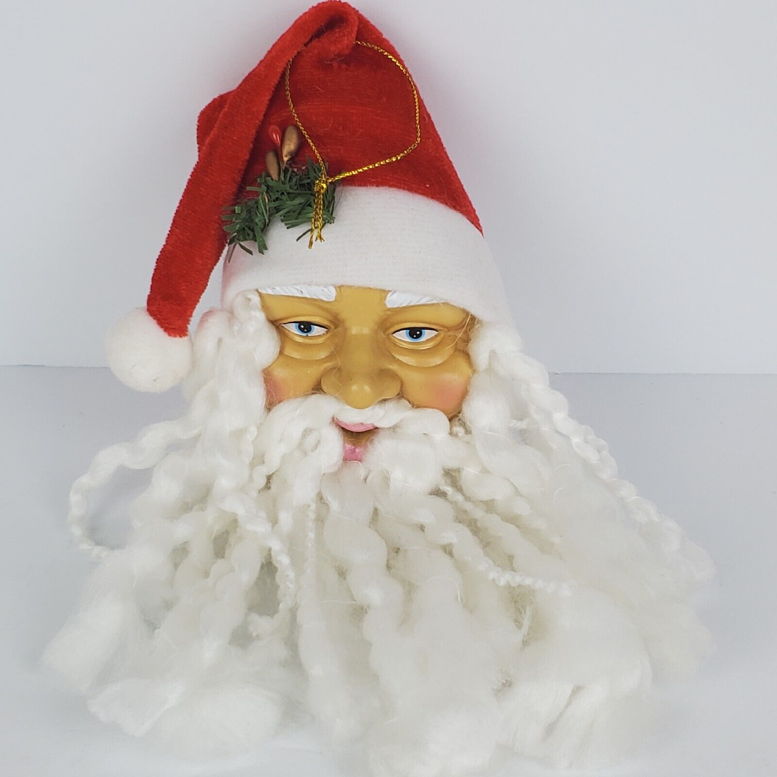 Vintage Santa Claus Rubber Face Yarn Beard Christmas Ornament Hanging Decor 8\