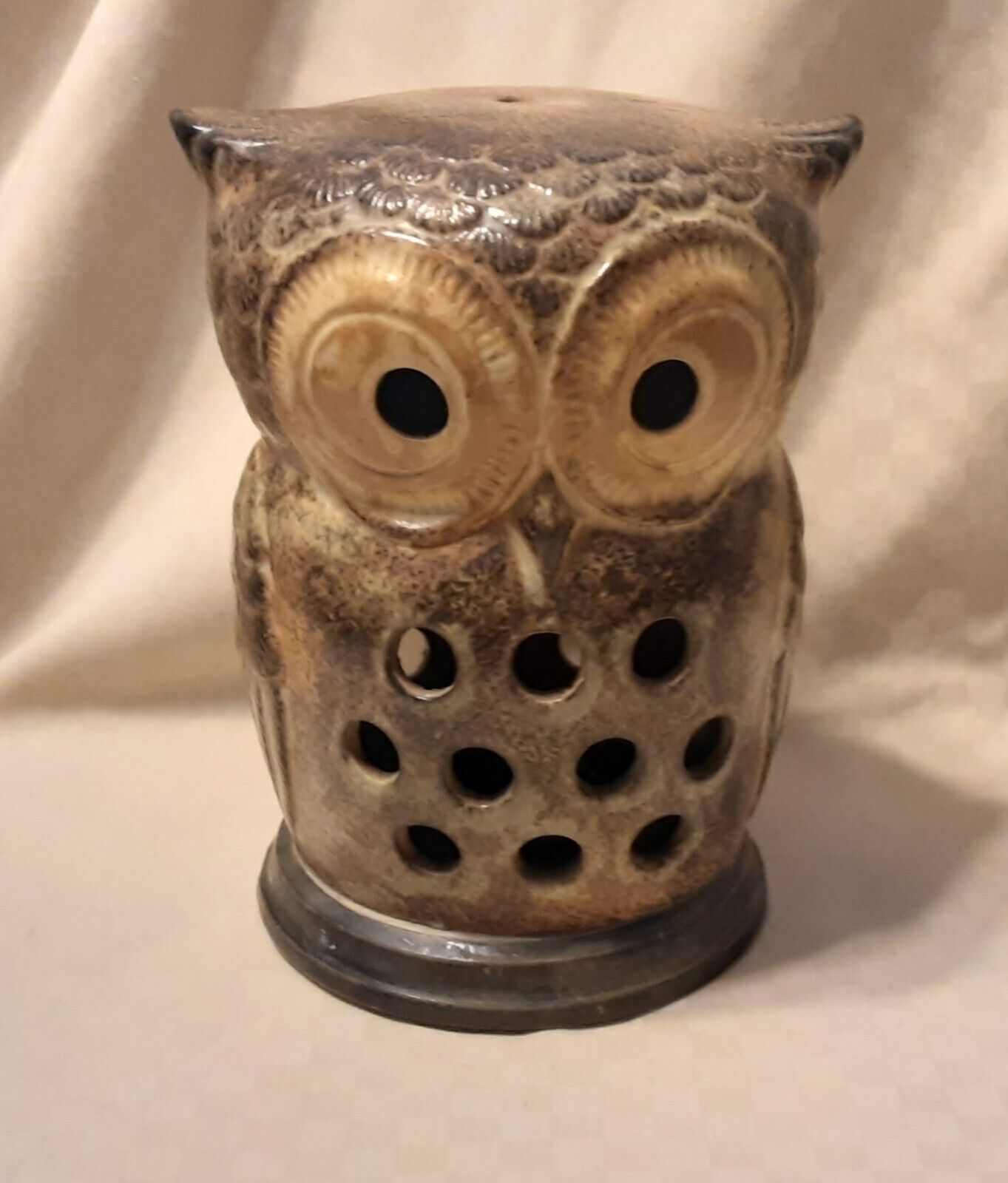 Vintage 60s Ceramic Pottery Owl Incense Burner Holder Made In Japan