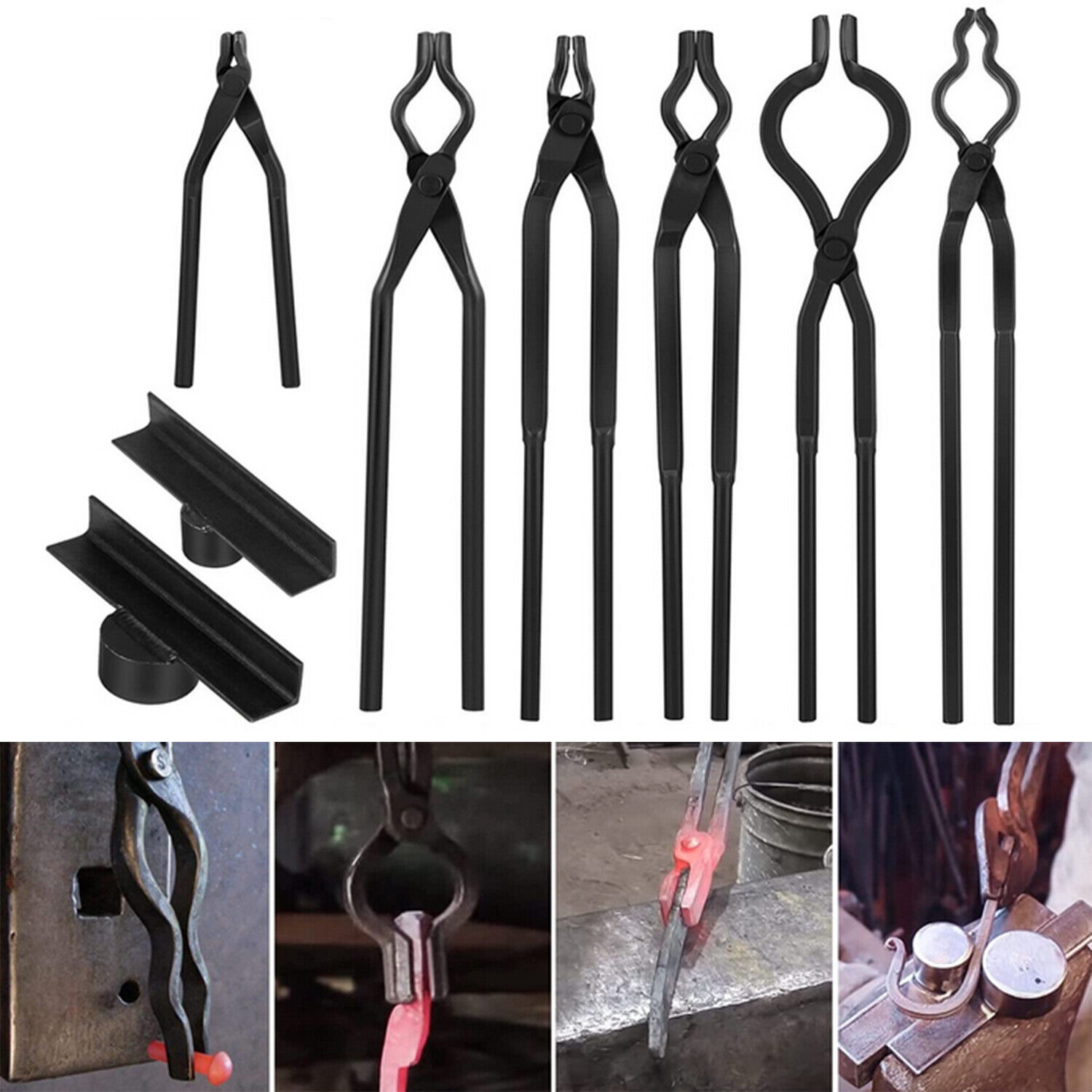 8PCS Beginner Blacksmith Tool Set Expert Replacement Tongs / Blacksmith Starter