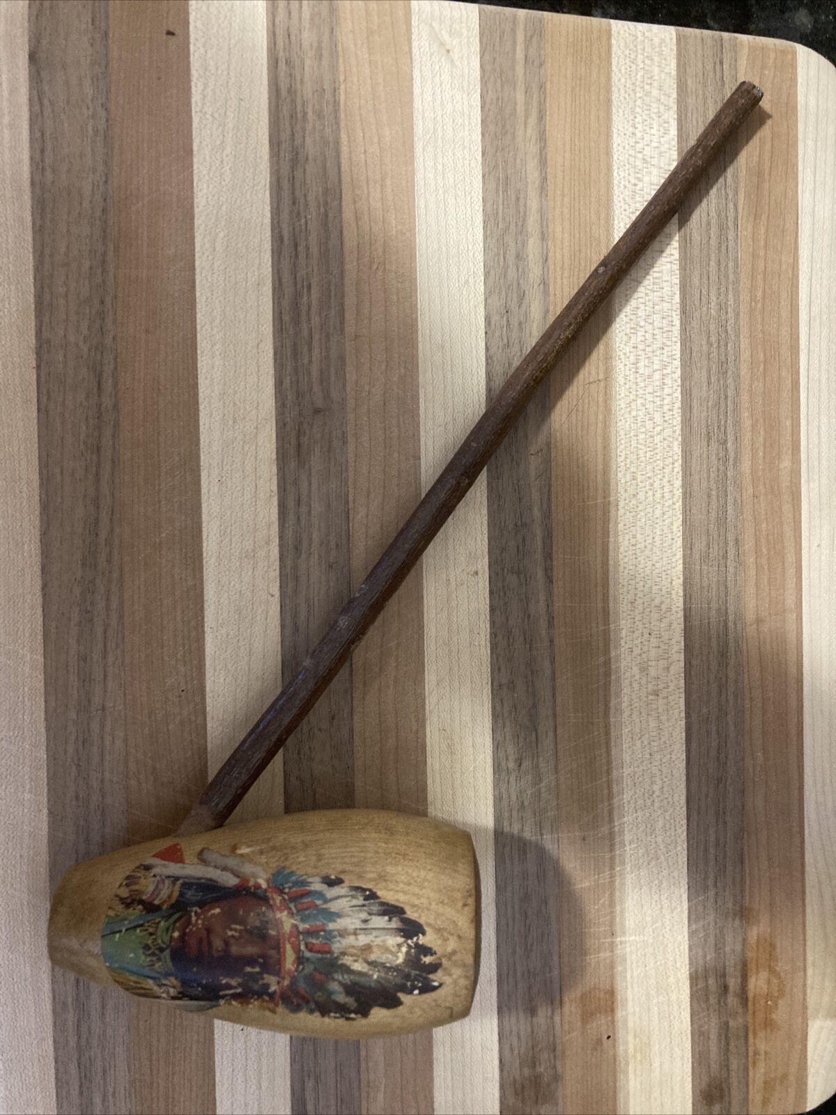 Vintage Souvenir Native American Peace Pipe Wooden Indian Chief
