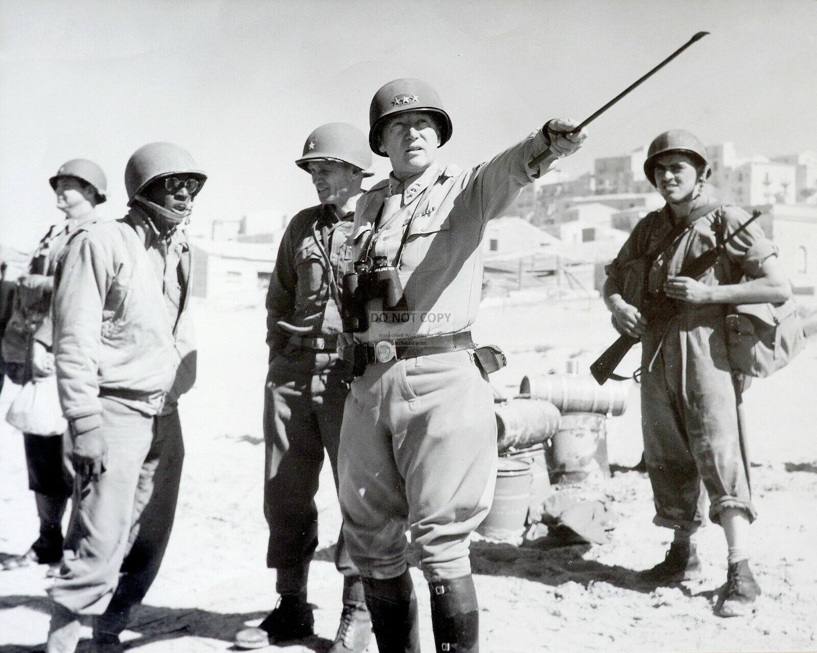 GENERAL GEORGE S. PATTON U.S. ARMY GOING OVER STRATEGY WWII - 8X10 PHOTO (WW225)