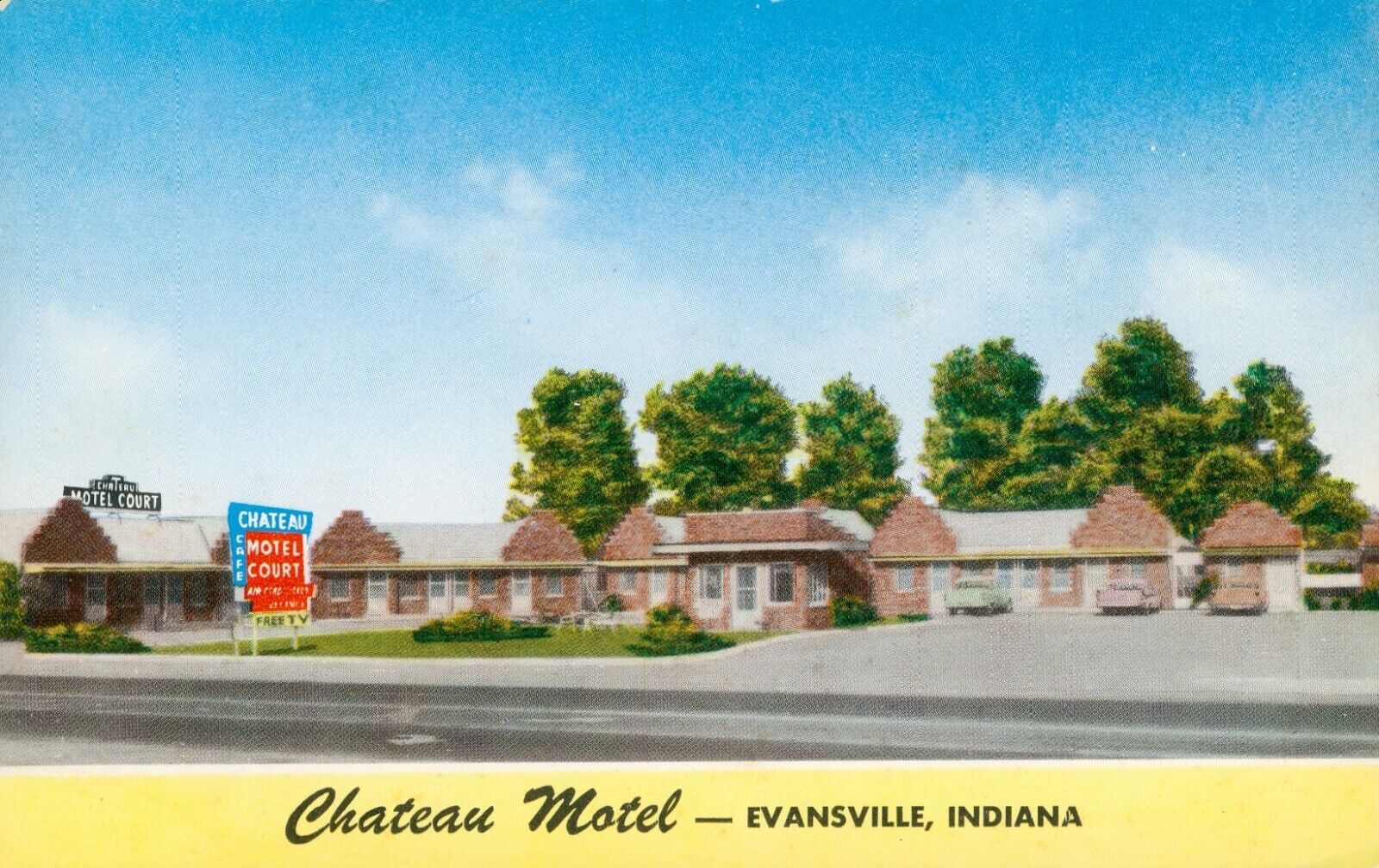 Chateau Motel, Evansville, Indiana - Vintage Postcard - Motor Court Roadside USA