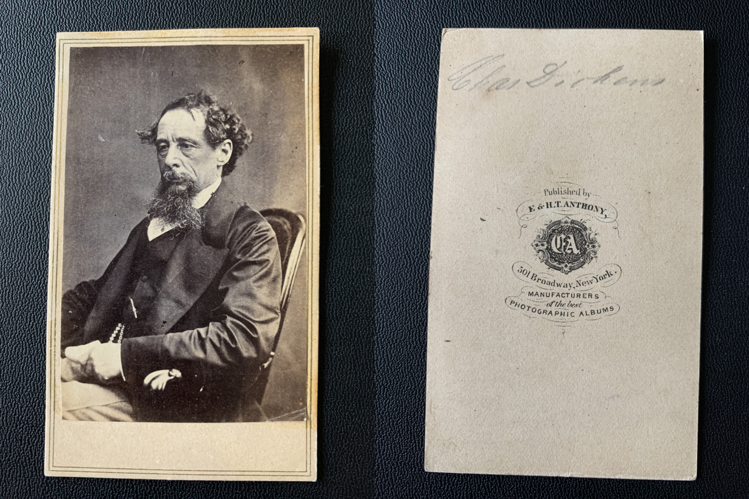 Anthony, New York, The Novelist Charles Dickens Vintage Albumen Print CDV. Cha