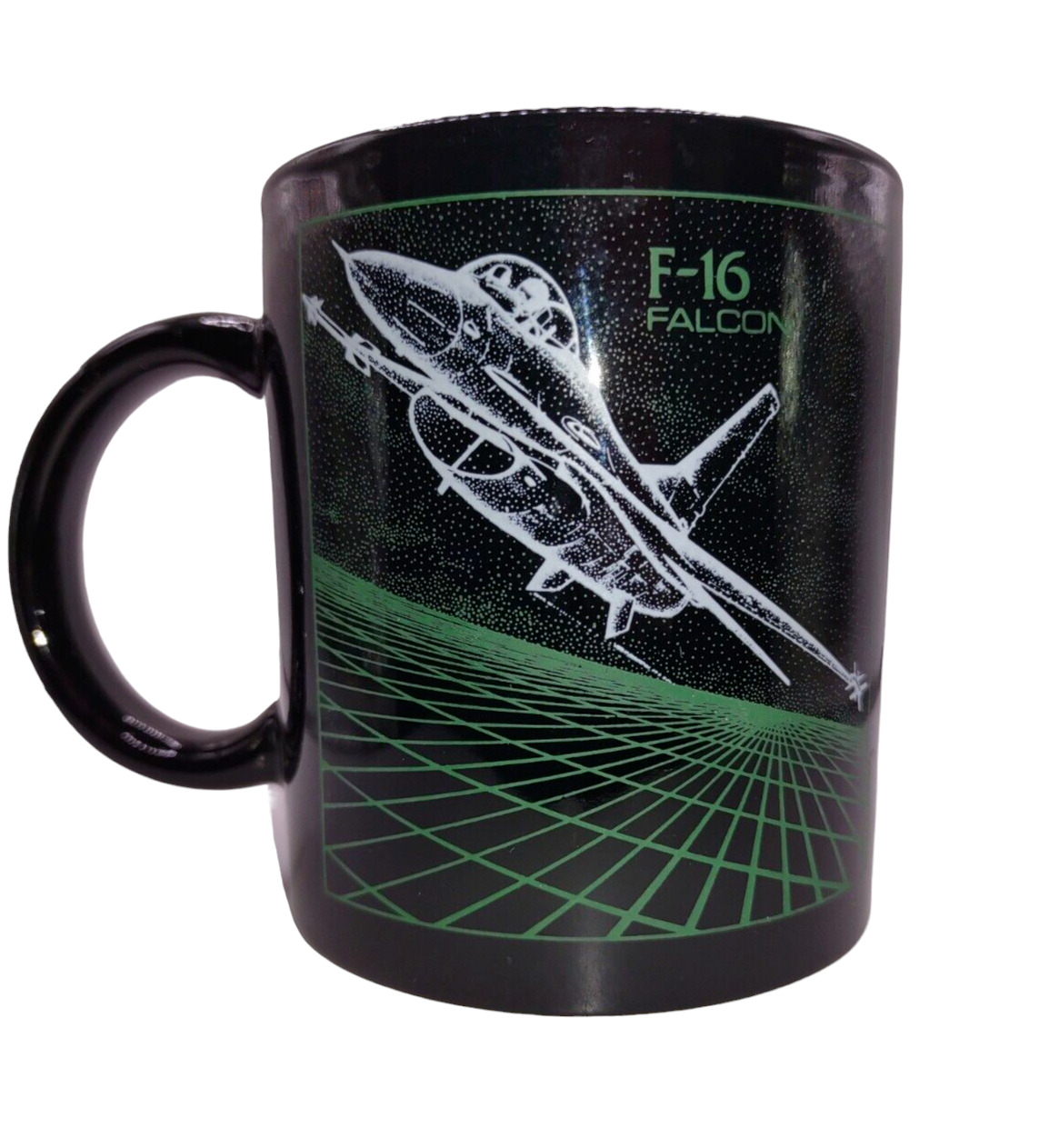 Vintage F16 Falcon Fighter Jet Military Aircraft Black Bird Coffee Mug Tea Cup