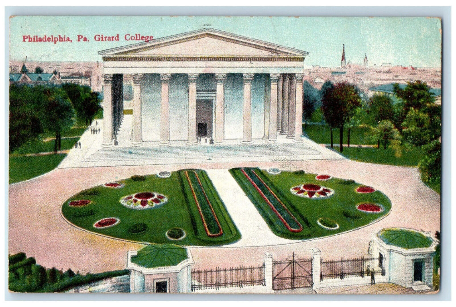 1909 Entrance Gate To Girard College Philadelphia Pennsylvania PA Postcard