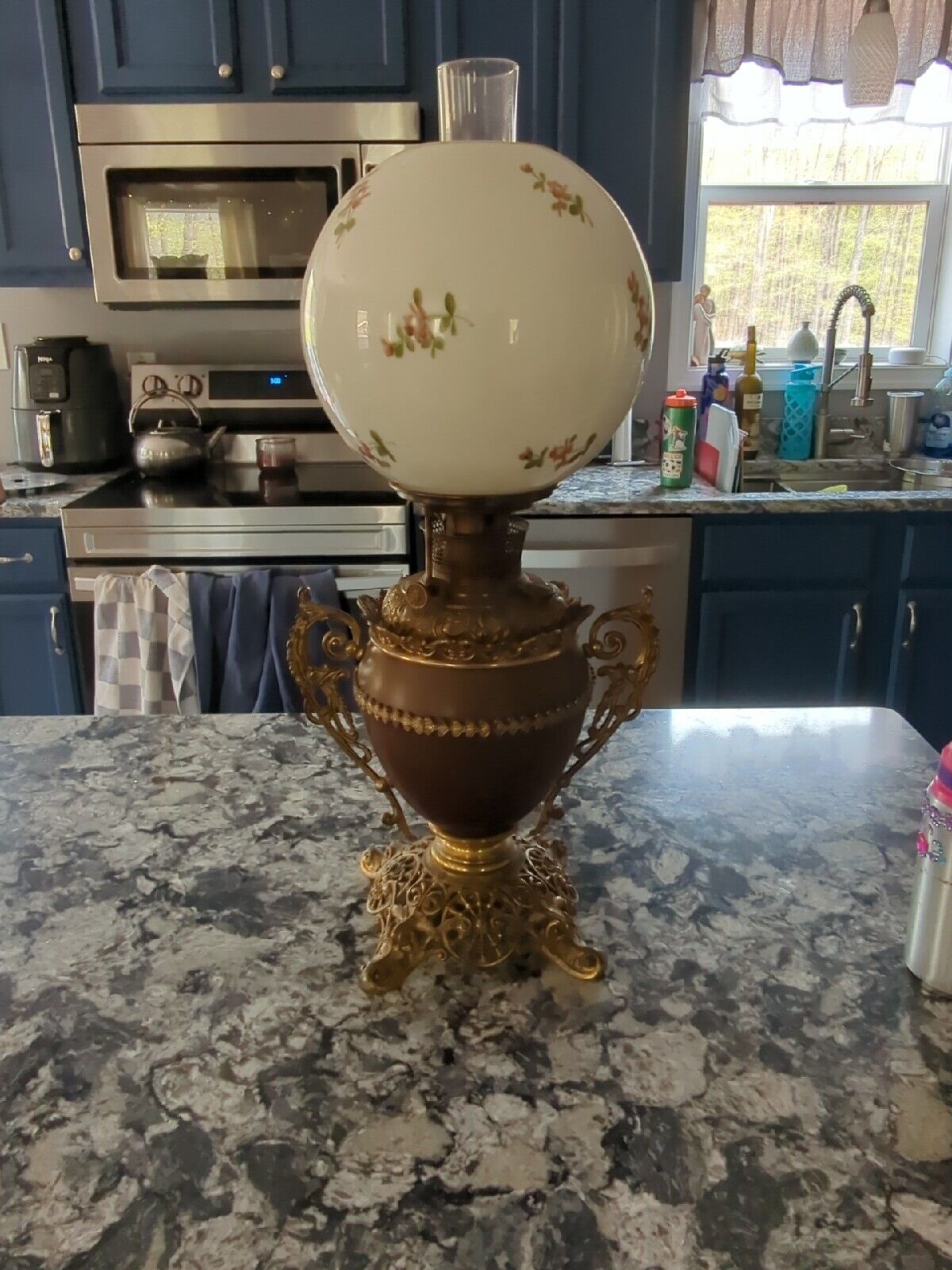 Rare Antique B&H Bradley & Hubbard Brass Parlor Banquet Oil Lamp 24\
