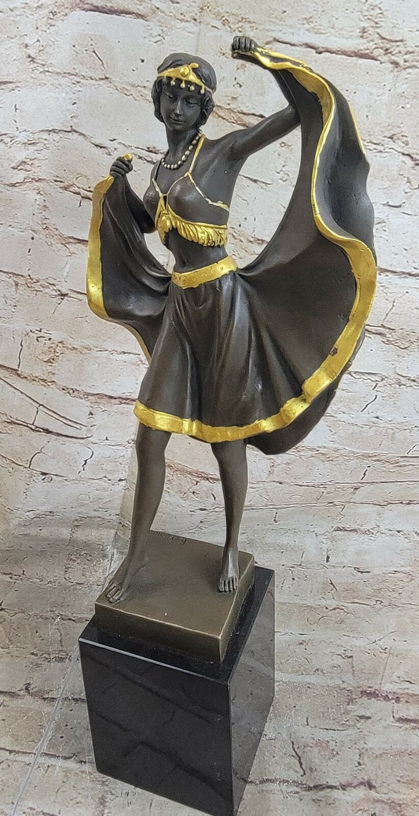 Gold Patina Gilt Gypsy Dancer Museum Quality Bronze Sculpture by Bergman Figure