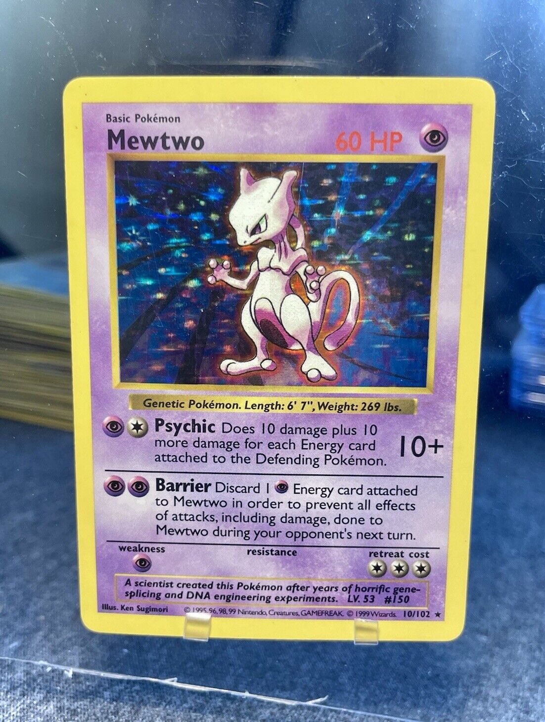 Mewtwo Shadowless Holo 10/102 Base Set Holofoil Rare Vintage Pokemon Card TCG