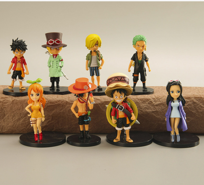 8Pcs/Set One Piece Figure Luffy Roronoa Zoro Nami PVC Model Toy Xmas Gift 7.5CM