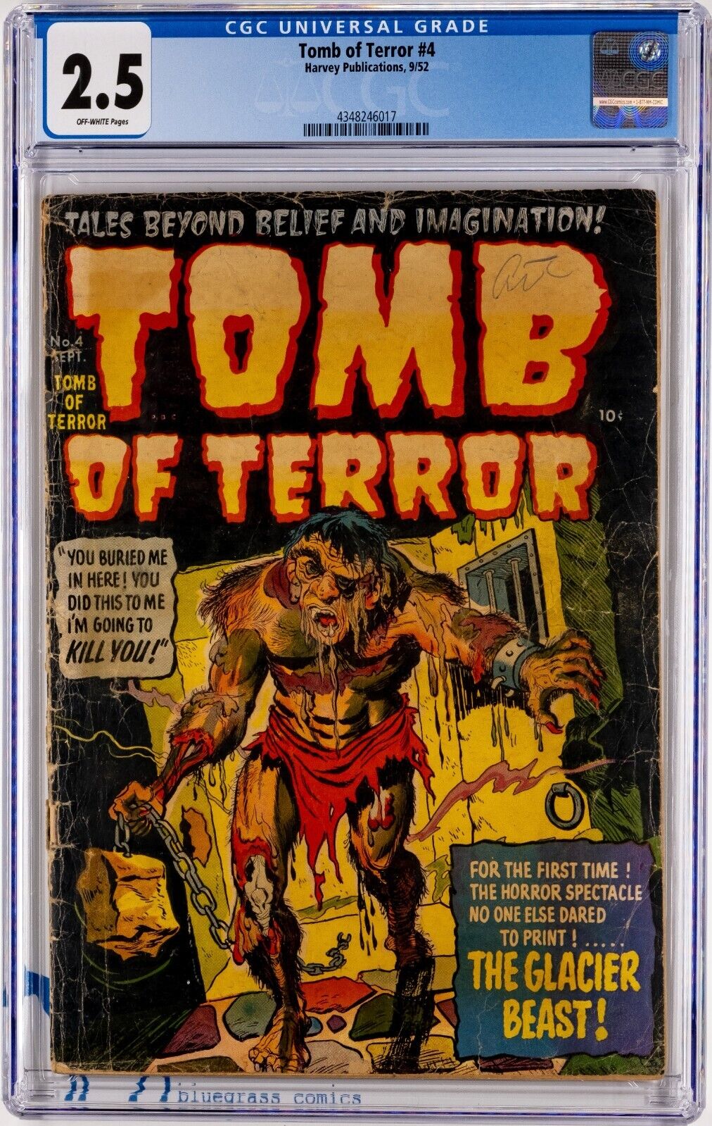 Tomb of Terror #4 (1952, Harvey) - Classic PCH Melting Corpse Cover - CGC 2.5