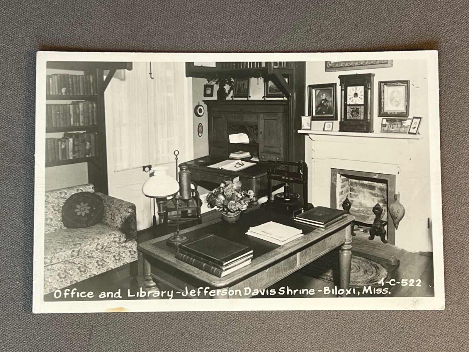 Mississippi MS, Cline RPPC, Biloxi, Jefferson Davis Shrine Office And Library