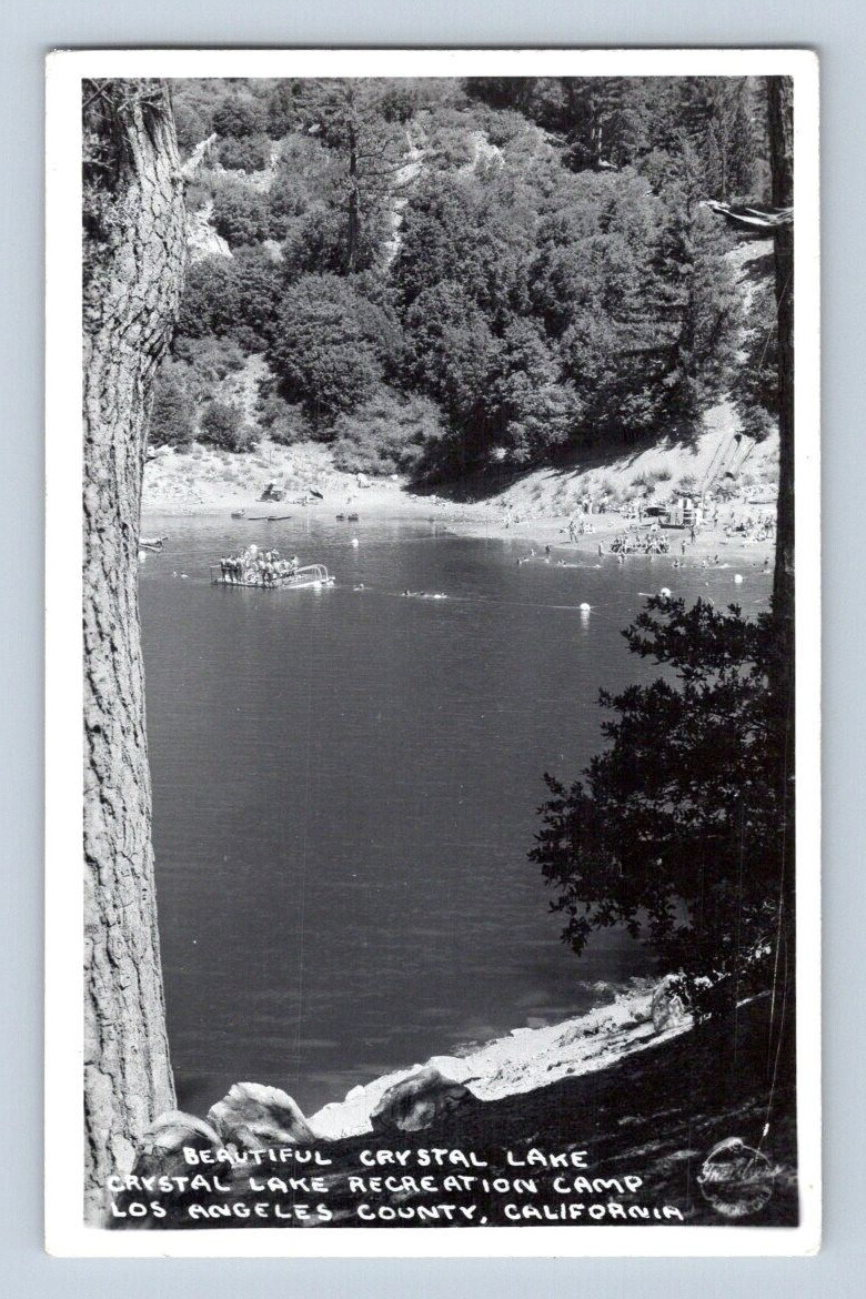RPPC 1940\'S. CRYSTAL LAKE. CAMP. LA COUNTY, CALIF. POSTCARD. SM19