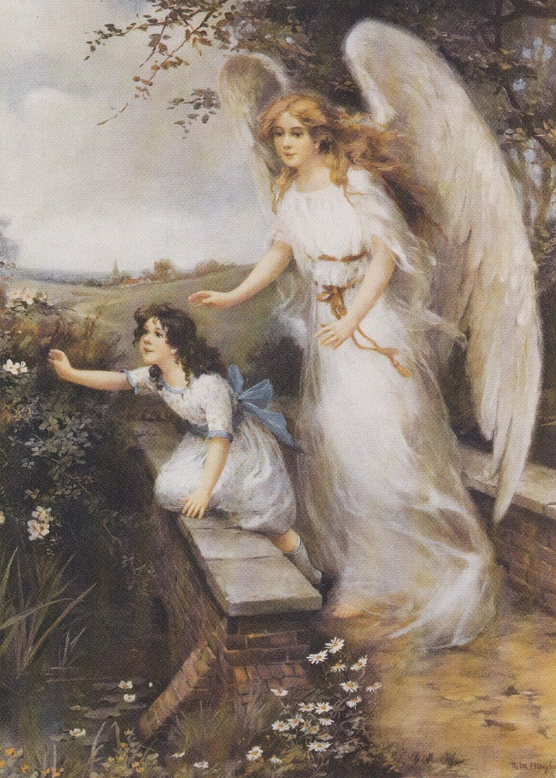 REPRODUCTION 5 x 7 Victorian Style Greeting Card -Guardian Angel of The Bridge 2