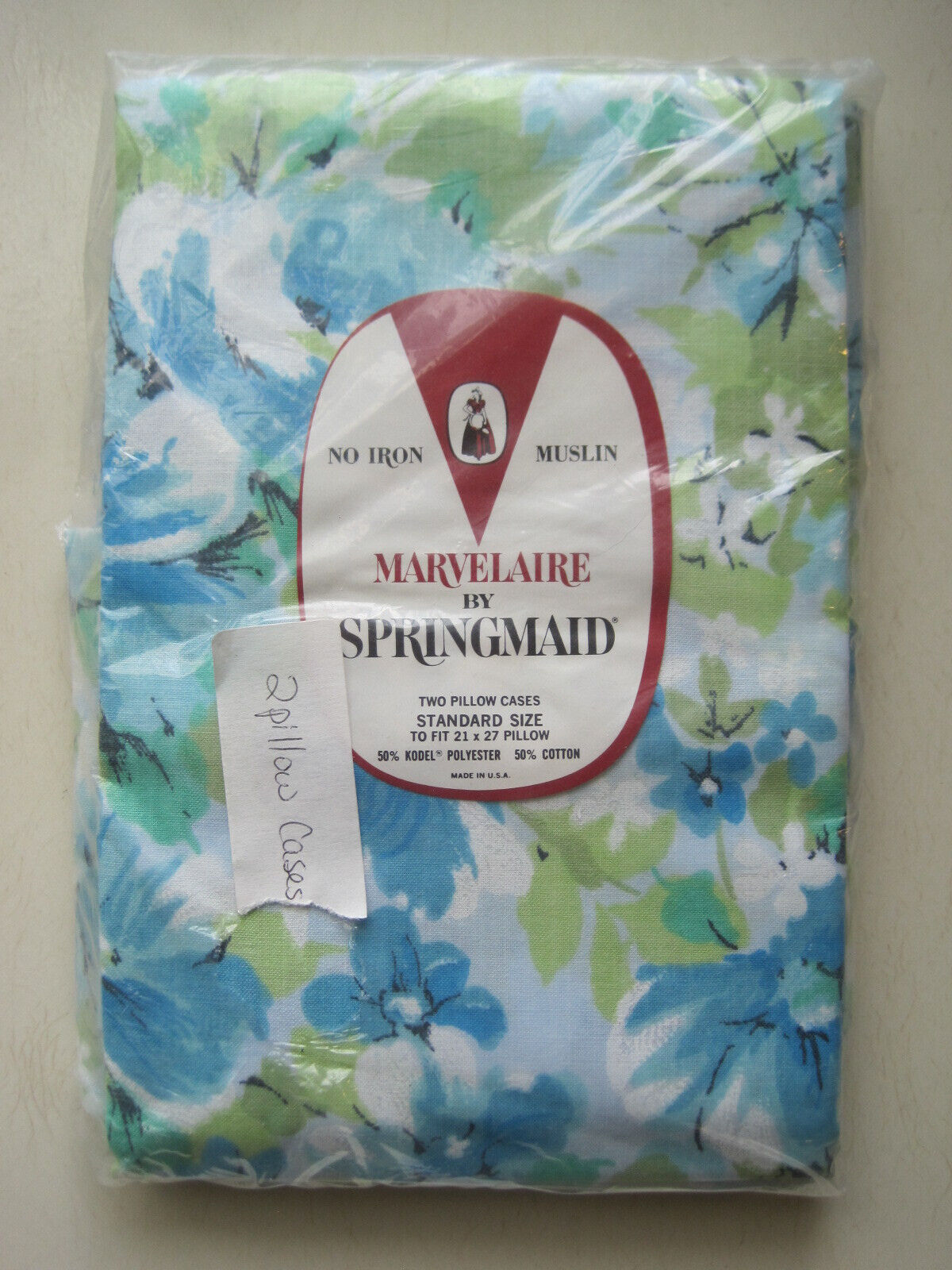2 NEW Vintage Standard Pillowcases Springmaid Marvelaire No-Iron Muslin Pink