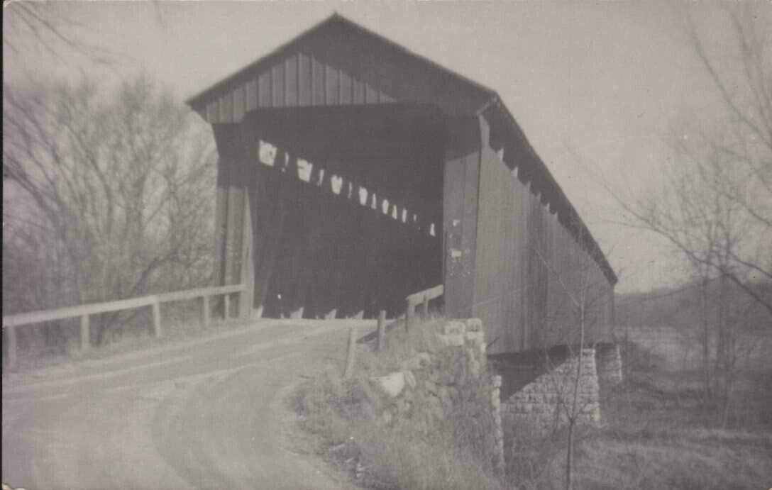 Vintage PUTNAM CO  ind IN  WALNUT CREEK COVERED BRIDGE  REAL PHOTO postcard RPPC