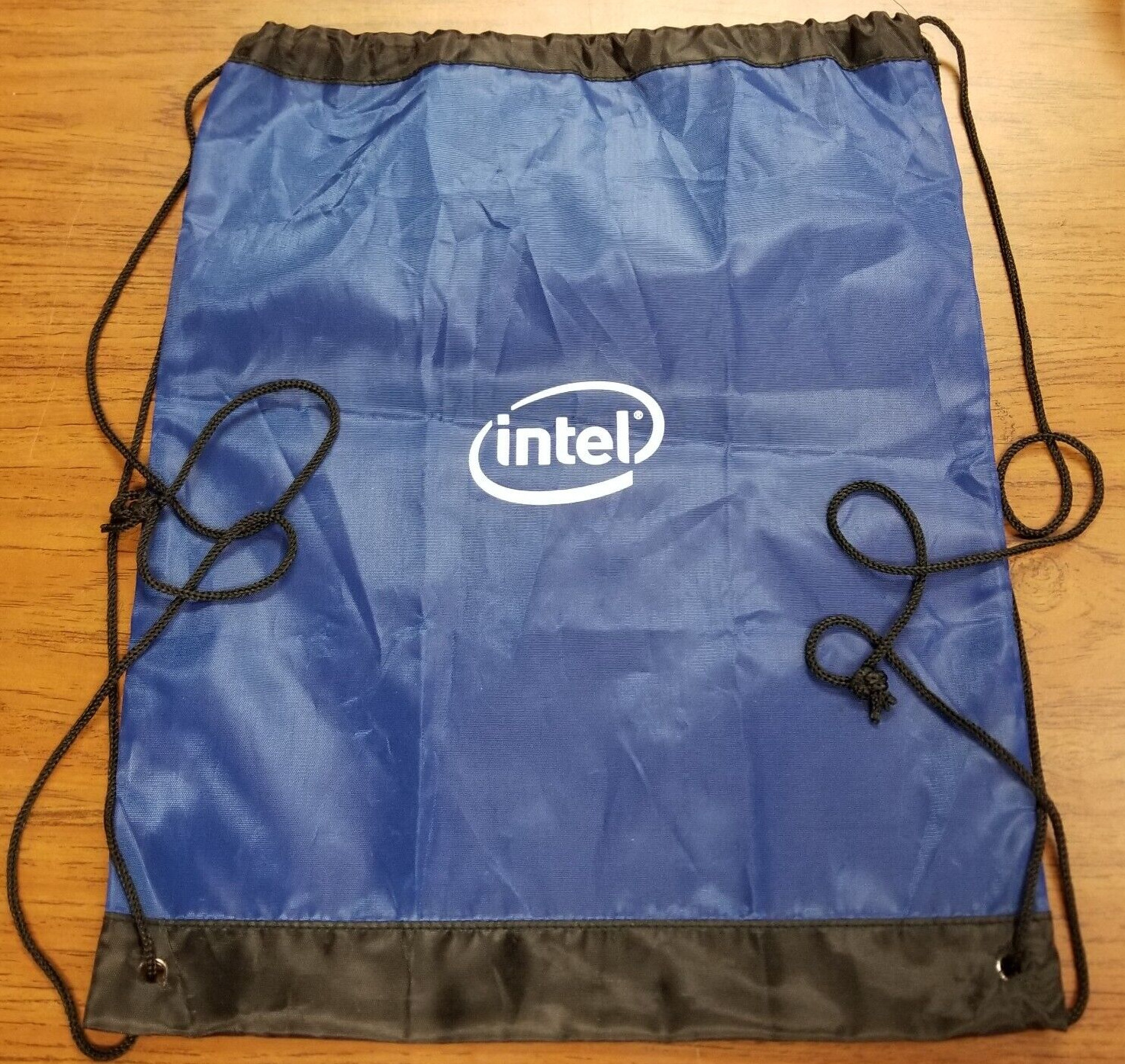 Intel Backpack Bag Convention Swag Blue One Pocket Foldable Large Vintage