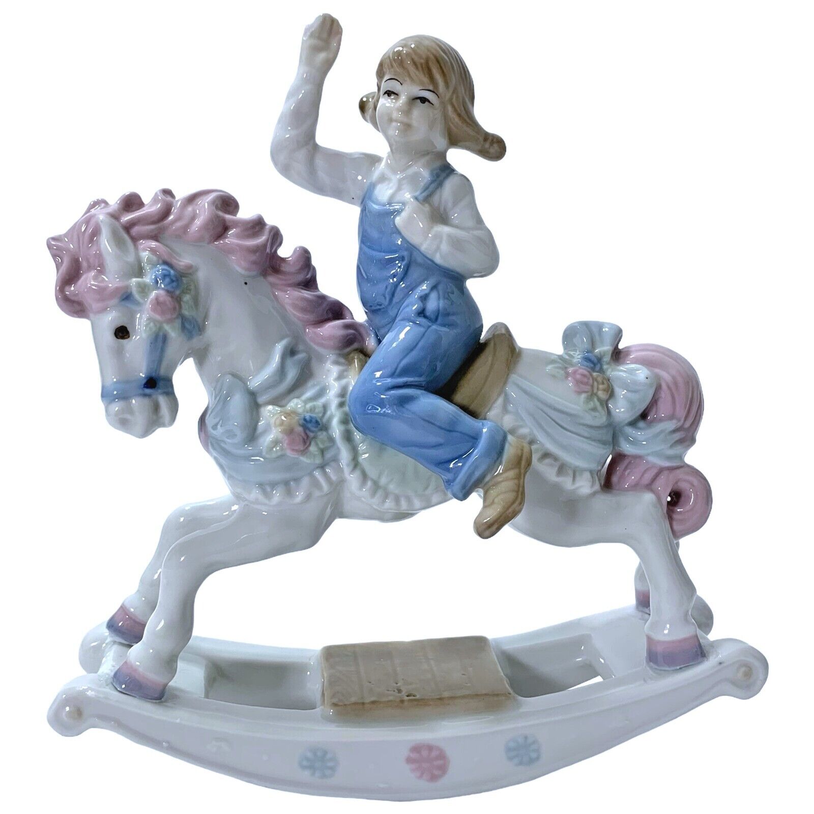 Paul Sebastian Girl Carosouel Rocking Horse Porcelain Collectible Figurine 1991