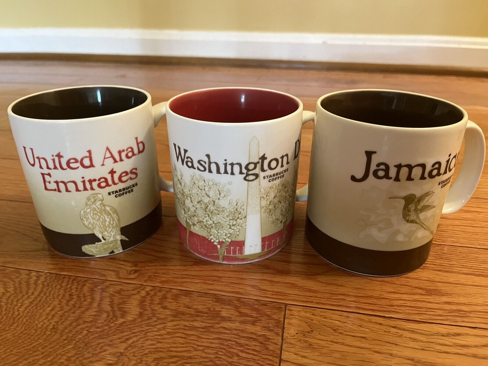 Lot of 3 Starbucks Mugs Collectors Series Jamaica, WashDC, United Arab Emirates