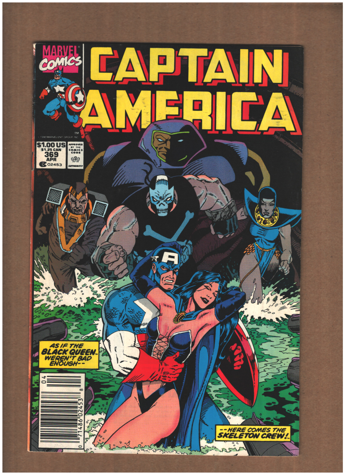 Captain America #369 Newsstand Marvel 1990 BLACK QUEEN & SKELETON CREW VF+ 8.5