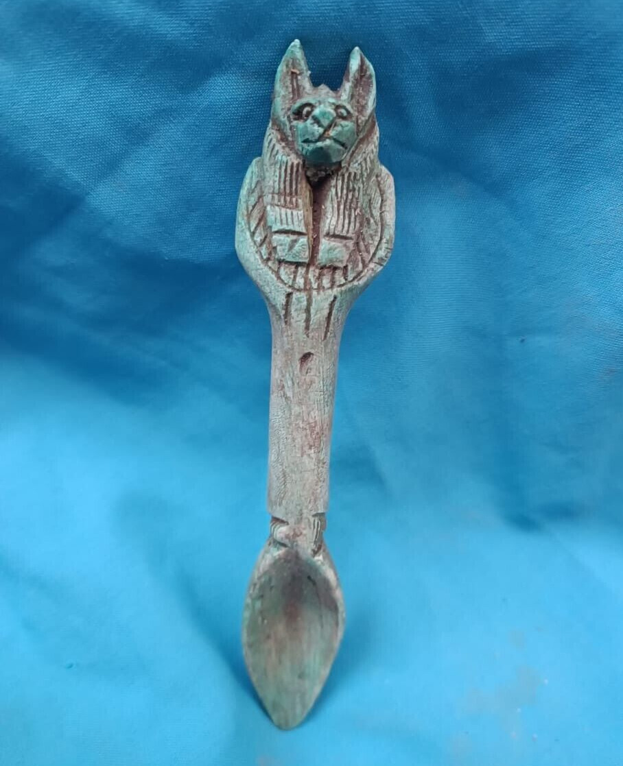 Rare Ancient Egyptian Antiquities Bc Figure Anubis Spoon15 Cm High Stone Carving
