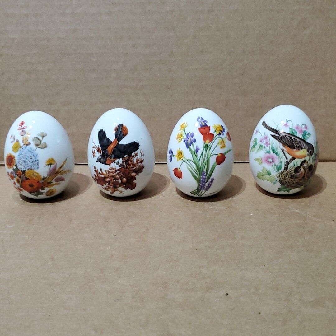 RARE Vintage 1984 AVON Porcelain Eggs, Four Seasons Series 