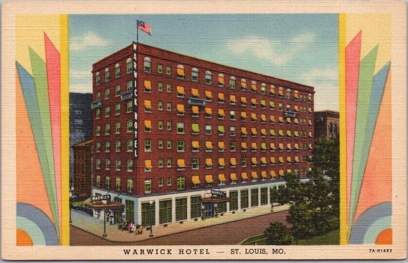 Vintage ST. LOUIS Missouri Postcard WARWICK HOTEL - Curteich Linen / Dated 1950