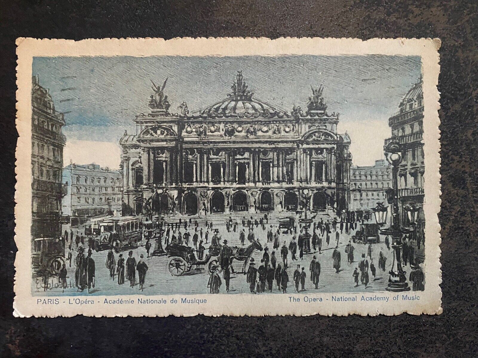 Vintage Paris Opera Postcard 1927 Paris Postmark L\'Opera Pasadena CA address
