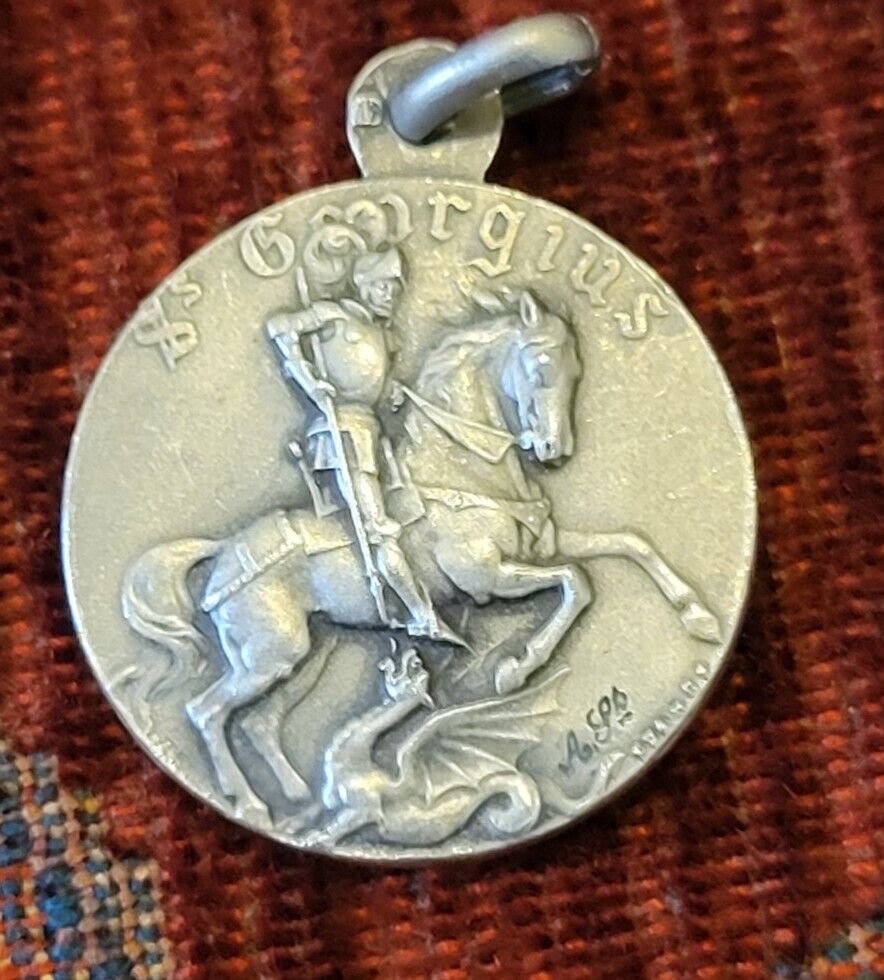 St. George Vintage & New Sterling Medal Catholic Patron Of Soldiers & Archers