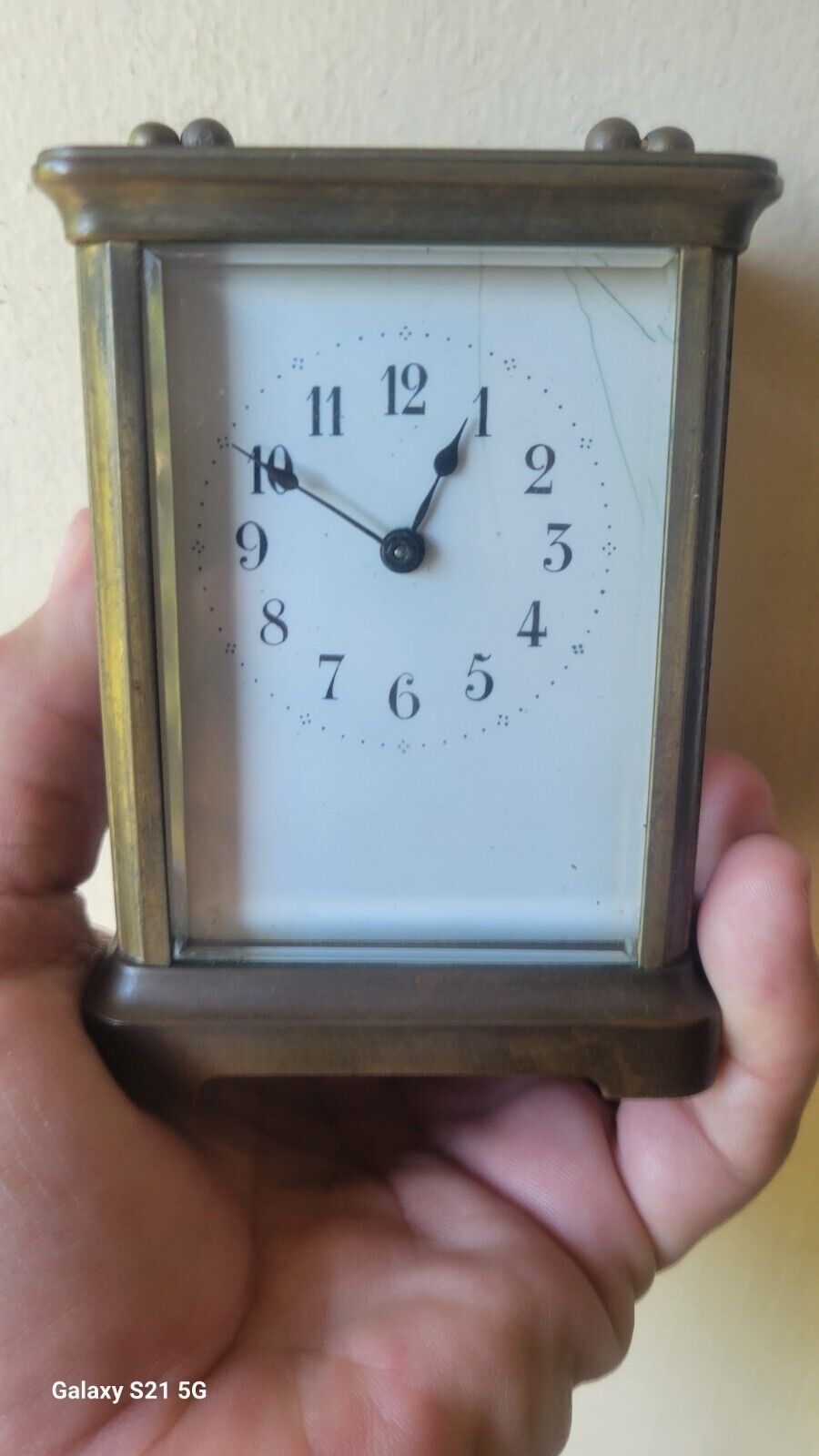 Antique Vintage French Brass Carriage Clock WORKING CONDITION
