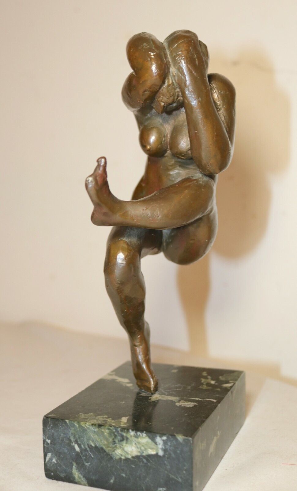 antique signed LK modern modernist nude lady bronze marble statue sculpture 