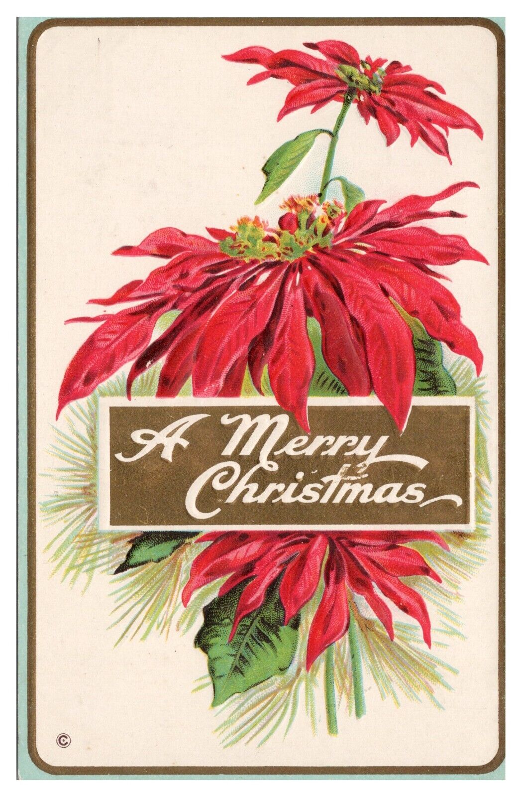 Vintage 1910\'s Embossed A Merry Christmas Postcard Unposted Series 228A