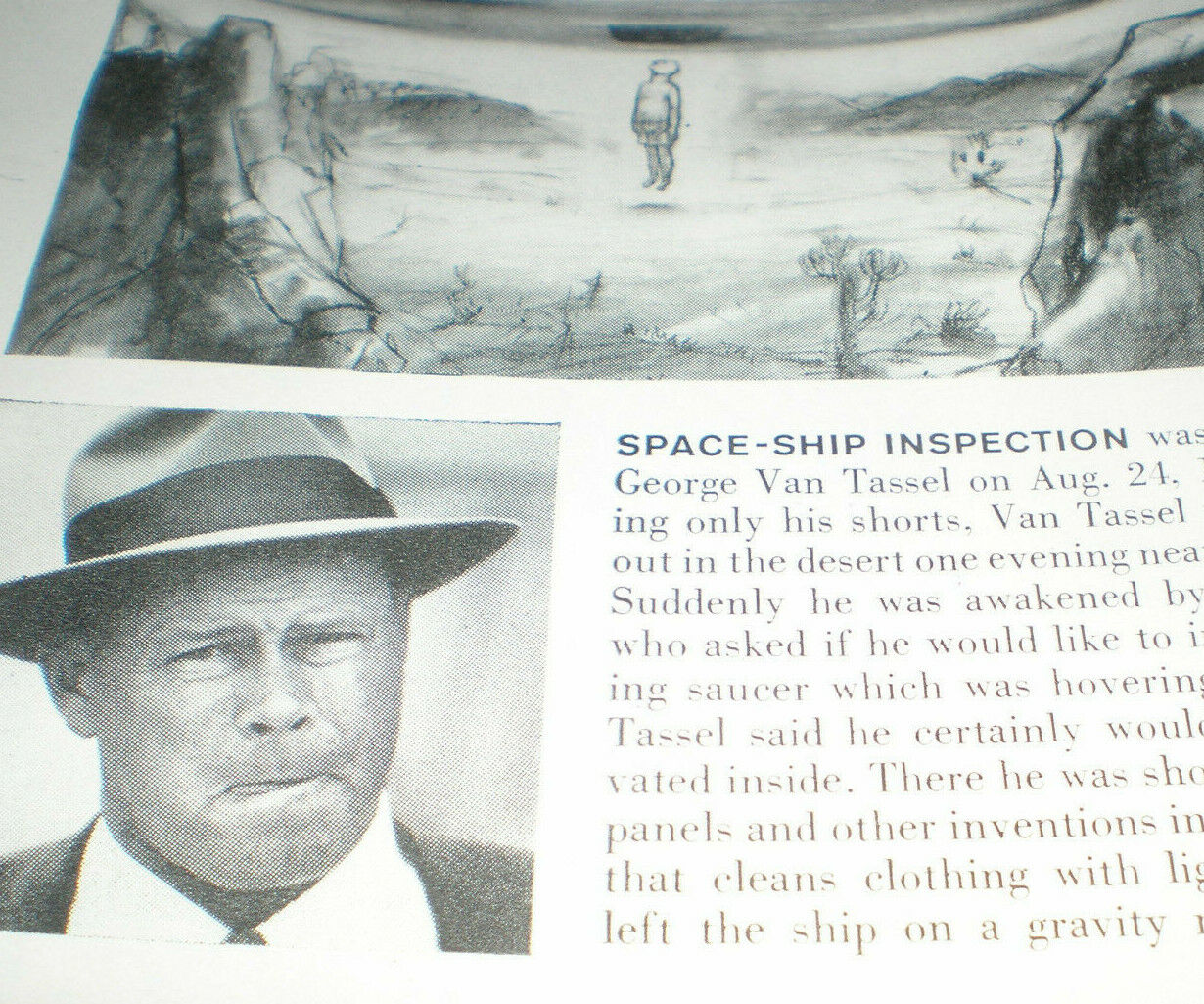 VINTAGE Giant Rock Flying Saucer Convention 1957 Magazine Page George Van Tassel