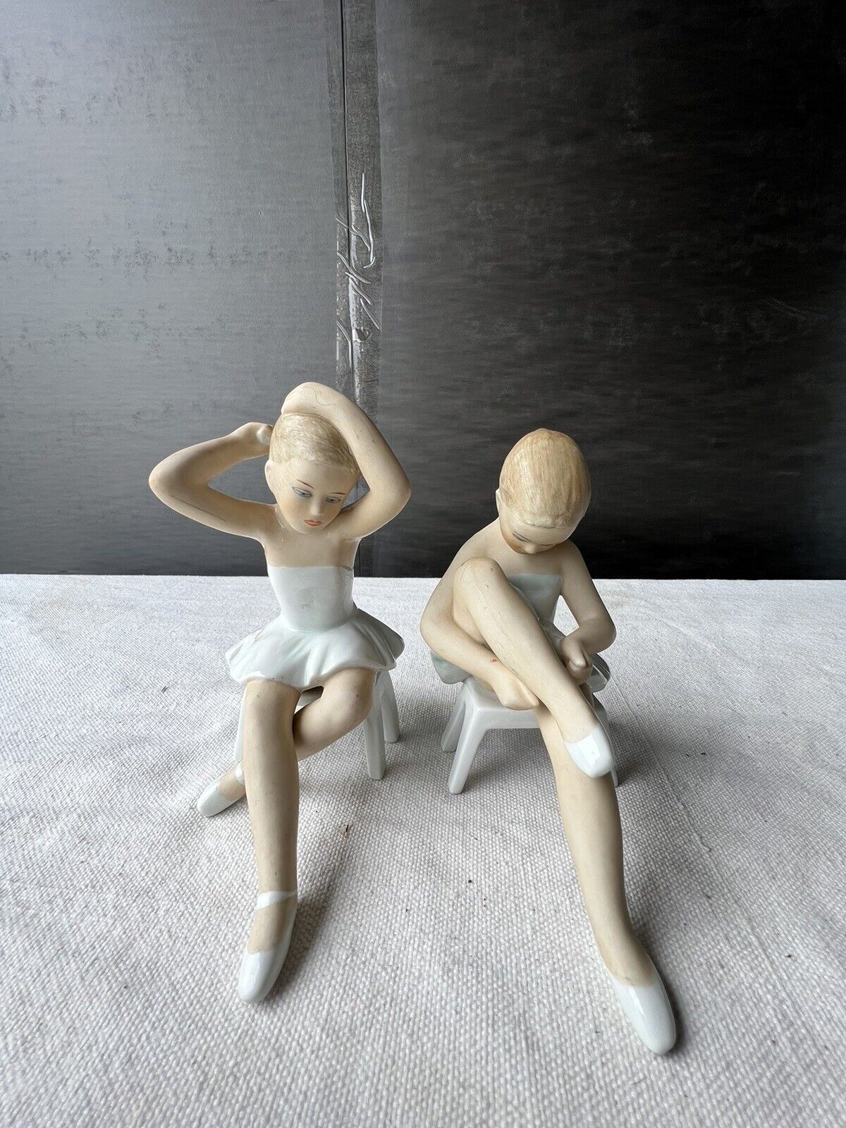 2 Vintage Wallendorf ballerina figurines, German porcelain, marked 1764.