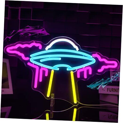 UFO Neon Sign Alien Spaceship LED Neon Lights Dimmable Space Neon C-Spaceship